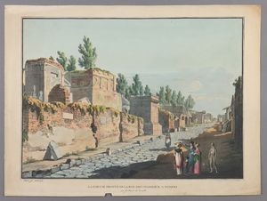 Wilhelm Jacob Hüber - La partie droite de la rue des Tombeaux à Pompei en sortant de la ville