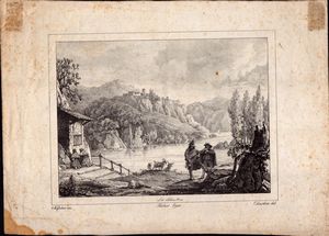 Charlotte Bonaparte - Paesaggio con corso d'acqua, dalla invenzione di Napoleone Bonaparte