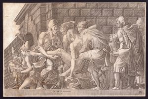 GIROLAMO FAGIUOLI - Ettore ferito viene trasportato a Troia, da Francesco Primaticcio