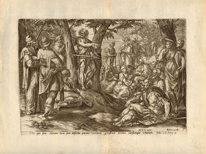 Antonius Wierix II - La predica di San Giovanni Battista, da Maerten de Vos