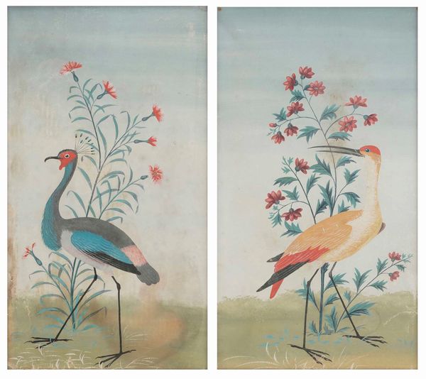 Carlo Antonio Raineri : Soggetti naturalistici con fiori e volatili  - Asta Dipinti Antichi - Associazione Nazionale - Case d'Asta italiane