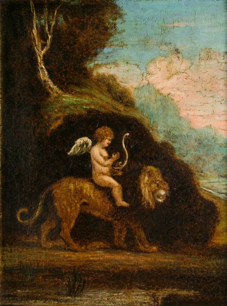 Scuola del XVIII/XIX secolo Cupido e il leone  - Asta Dipinti Antichi - Associazione Nazionale - Case d'Asta italiane