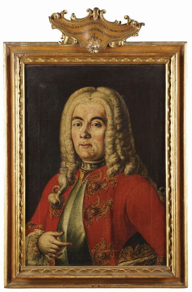 Scuola napoletana del XVIII secolo Ritratto di nobiluomo in giacca rossa  - Asta Dipinti Antichi - Associazione Nazionale - Case d'Asta italiane