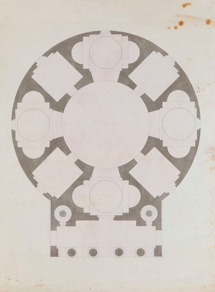 Scuola del XIX secolo Studio architettonico con edificio a pianta centrale  - Asta Dipinti Antichi - Associazione Nazionale - Case d'Asta italiane