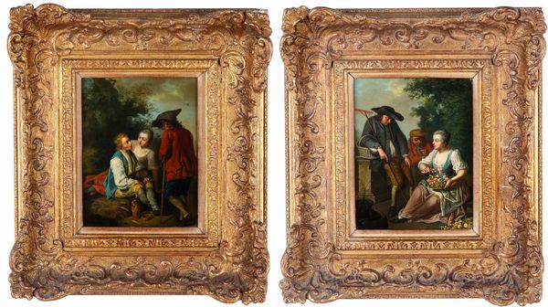 Scuola del XVIII secolo Scene di genere  - Asta Dipinti Antichi - Associazione Nazionale - Case d'Asta italiane