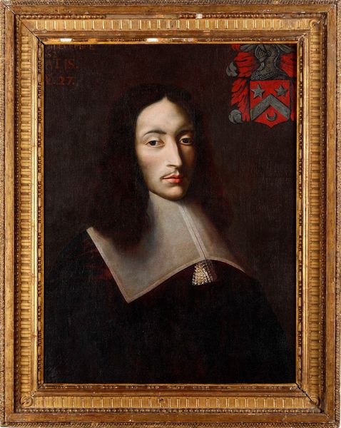 Scuola del XVII secolo Ritratto di gentiluomo con stemma  - Asta Dipinti Antichi - Associazione Nazionale - Case d'Asta italiane