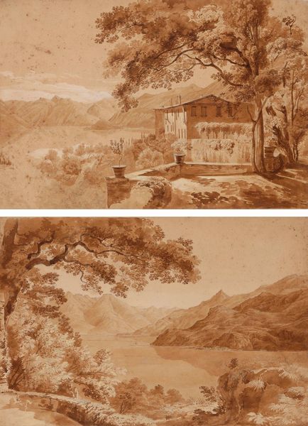 Scuola dell’inizio del XIX secolo Vedute di villa Serbelloni sul lago di Como  - Asta Dipinti Antichi - Associazione Nazionale - Case d'Asta italiane