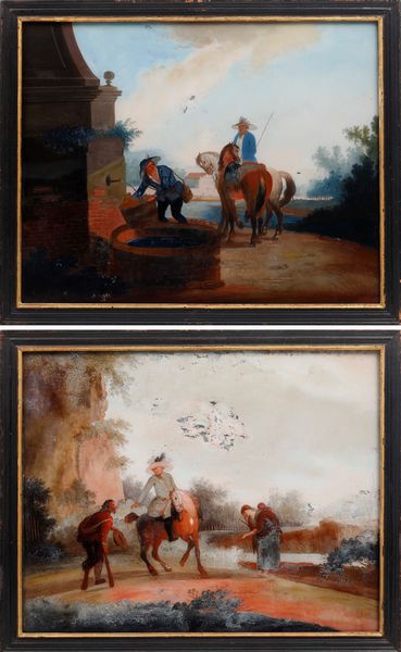 Scuola veneta del XVIII secolo Paesaggi con contadini e viandanti  - Asta Dipinti Antichi - Associazione Nazionale - Case d'Asta italiane