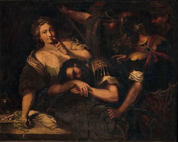 Scuola lombarda del XVII secolo Sansone e Dalila  - Asta Dipinti Antichi - Associazione Nazionale - Case d'Asta italiane