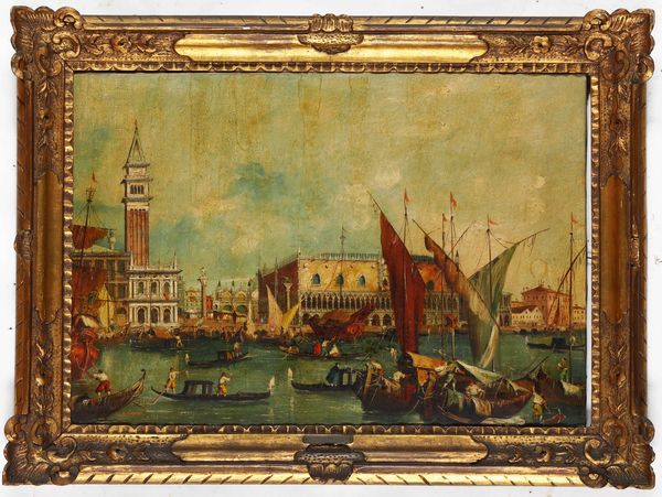 A. Zanini (attivo nel XIX secolo) : Veduta di Venezia con il ponte di Rialto  - Asta Dipinti Antichi - Associazione Nazionale - Case d'Asta italiane