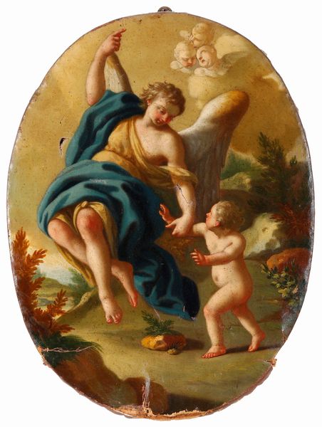 Scuola napoletana del XVIII secolo L�Angelo Custode  - Asta Dipinti Antichi - Associazione Nazionale - Case d'Asta italiane