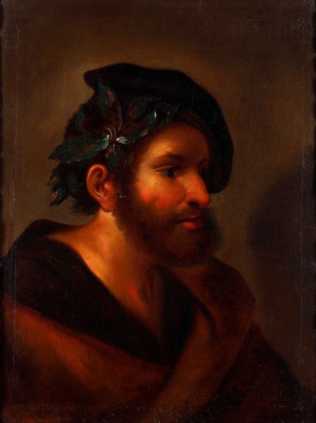 Scuola del XVIII secolo Ritratto di poeta laureato  - Asta Dipinti Antichi - Associazione Nazionale - Case d'Asta italiane