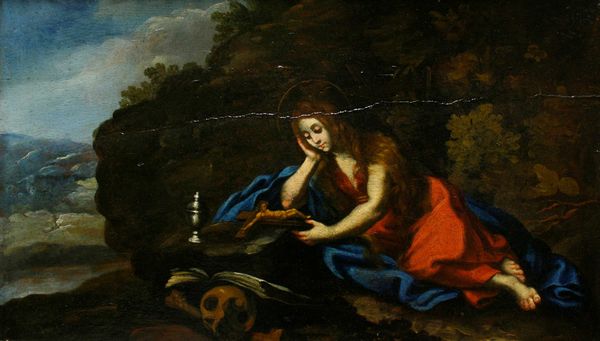 Scuola del XVII secolo Maddalena penitente  - Asta Dipinti Antichi - Associazione Nazionale - Case d'Asta italiane