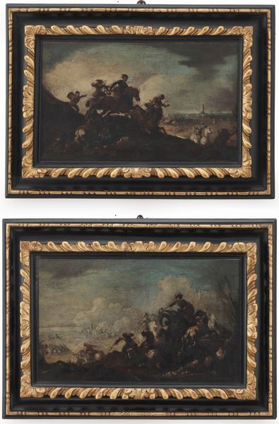 Jaques Courtois detto il Borgognone : Scontri di cavalleria  - Asta Dipinti Antichi - Associazione Nazionale - Case d'Asta italiane