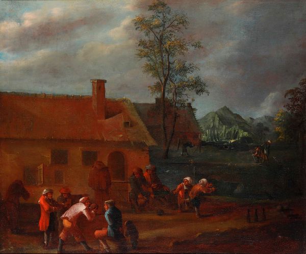 Scuola fiamminga del XVII secolo Paesaggio con popolani  - Asta Dipinti Antichi - Associazione Nazionale - Case d'Asta italiane