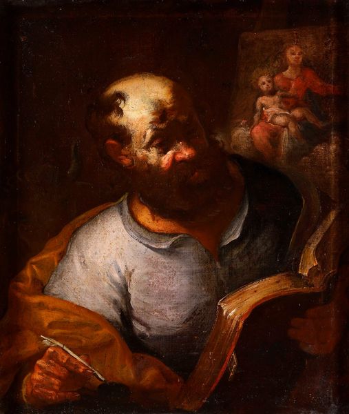 Scuola genovese del XVII secolo San Luca  - Asta Dipinti Antichi - Associazione Nazionale - Case d'Asta italiane