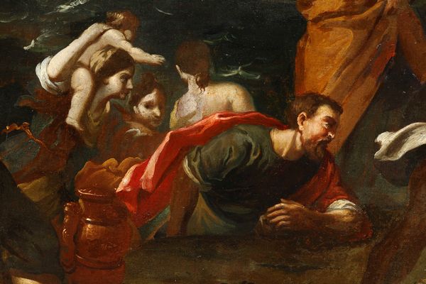 Scuola del XVII secolo Mos� chiude le acque del Mar Rosso  - Asta Dipinti Antichi - Associazione Nazionale - Case d'Asta italiane