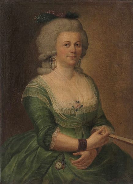 Scuola veneta del XVIII secolo Ritratto di gentildonna con orologio e ventaglio  - Asta Dipinti Antichi - Associazione Nazionale - Case d'Asta italiane