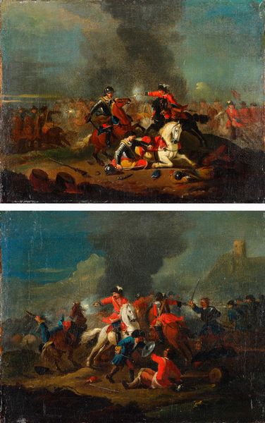 Scuola del XVIII secolo Scontri di cavalleria  - Asta Dipinti Antichi - Associazione Nazionale - Case d'Asta italiane