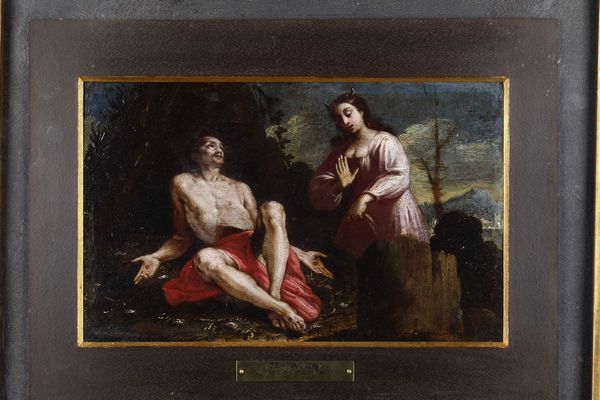 Scuola del XVII secolo Le tentazioni di Sant'Antonio Abate  - Asta Dipinti Antichi - Associazione Nazionale - Case d'Asta italiane