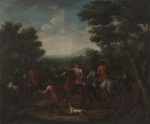 John Wootton - Paesaggio con cavalieri