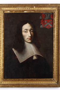 Scuola del XVII secolo Ritratto di gentiluomo con stemma  - Asta Dipinti Antichi - Associazione Nazionale - Case d'Asta italiane