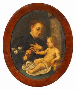 Scuola napoletana del XVIII secolo Sant�Antonio da Padova  - Asta Dipinti Antichi - Associazione Nazionale - Case d'Asta italiane