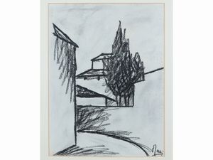 OTTONE ROSAI - Paesaggio con cipressi, anni Cinquanta