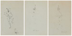 Antonio Vangelli - Tre disegni su carta raffiguranti arlecchino