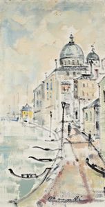 Bruno Mancinotti - Canale di Venezia con gondole