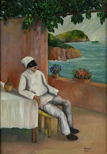 CESARE MONTI - Pulcinella a riposo in veranda