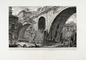 GIOVANNI BATTISTA PIRANESI - Veduta del Ponte Fabrizio oggi detto quattro Capi.
