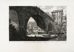 GIOVANNI BATTISTA PIRANESI - Veduta del Ponte Ferrato dagl'Antiquarj detto Cestio.
