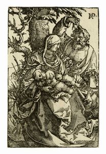 HANS SEBALD BEHAM - Sacra Famiglia sotto un albero.