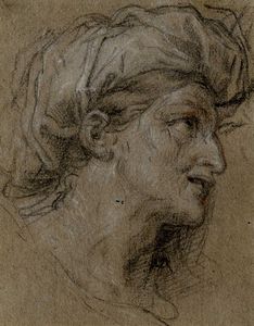 CHARLES LE BRUN - Studio per la testa della madre di Dario.