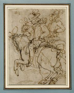 Giovanni Battista Paggi - Due cavalieri con cappello piumato.