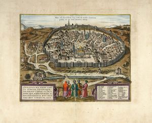 GEORG BRAUN - Hierosolyma urbs sancta, Iudeae, totiusque Orientis longe clarissima, qua amplitudine ac magnificentia hoc nostro aevo conspicua est.