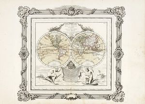 LOUIS BRION DE LA TOUR - Mappe-Monde Dress�e pour l'Etude de la G�ographie, relativement aux Auteurs les plus Modernes. Revue, corrig�e et augment�e d'apres les Nouvelles Observations Astronomiques de Mrs Tchirikcow et de l'Isle. Revue de nouveau par M. Brion Ingenieur du Roy