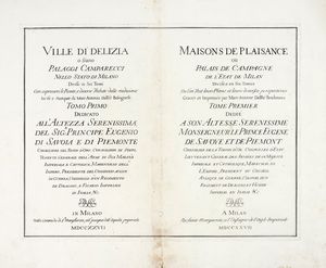 MARC'ANTONIO DAL RE - Ville di Delizia o Siano Palaggi Camparecci nello Stato di Milano Divise in Sei Tomi Con espressevi le Piante, e diverse Vedute delle medesime Incise e stampate da Marc'Antonio Dal Re bolognese. Tomo Primo.