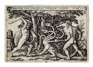 HANS SEBALD BEHAM - Ercole uccide l'hydra.