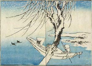 UTAGAWA HIROSHIGE I (AND? TOKUTAR?) - Scena fluviale da Ryûsai sohitsu gafu (LIbro di schizzi di Ryusai [Hiroshige]).