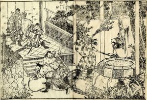 KATSUSHIKA HOKUSAI - Due tavole da Chinsetsu yumiharizuki (Strani racconti dell'arco di luna).