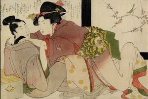 KITAGAWA UTAMARO - Una donna e il suo giovane amante.