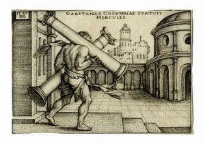 HANS SEBALD BEHAM - Ercole trasporta le colonne gaditane.