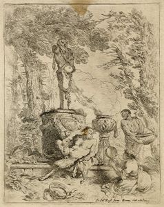 GIOVANNI BENEDETTO CASTIGLIONE (DETTO IL GRECHETTO) - Baccanale davanti l'altare del dio Termine.
