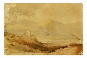 ALBERTO PASINI - Paesaggio con rovine.