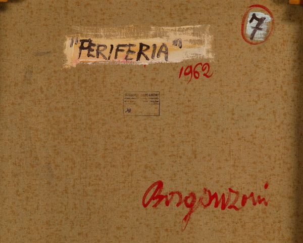 Borgonzoni Aldo : Periferia, 1962  - Asta Arte Moderna, Contemporanea e Fumetti - Associazione Nazionale - Case d'Asta italiane