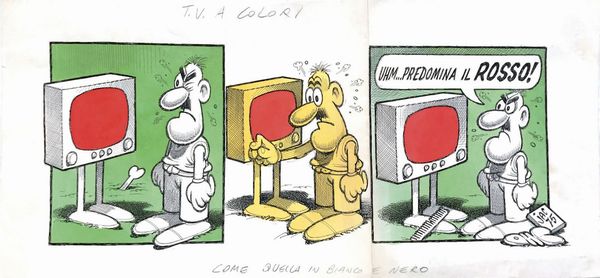 Jacovitti  Benito : TV a colori  - Asta Arte Moderna, Contemporanea e Fumetti - Associazione Nazionale - Case d'Asta italiane