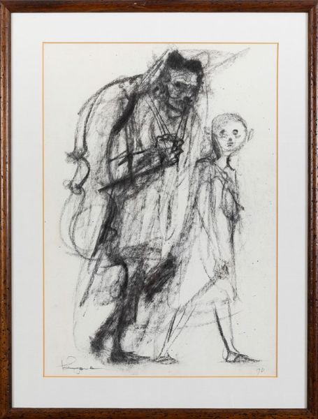 Longaretti Trento : Vecchio con bimbo, 1981  - Asta Arte Moderna, Contemporanea e Fumetti - Associazione Nazionale - Case d'Asta italiane