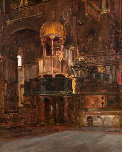 Giuseppe Canella : Venezia, il pulpito della basilica di San Marco  - Asta Dipinti Antichi e Arte del XIX Secolo - Associazione Nazionale - Case d'Asta italiane